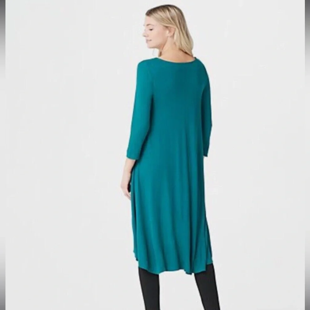 G.I.L.I. Dramatic Hi-Low Rib Knit Tunic teal green color - Picture 7 of 8